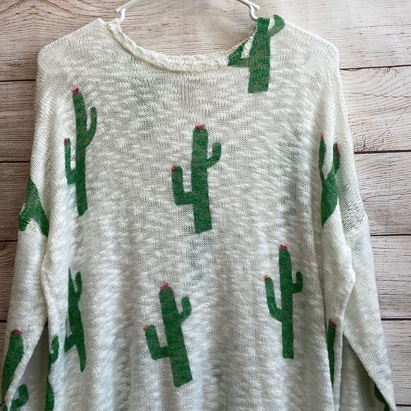 MUMU MELLOW CACTUS CREW VARSITY SWEATER - Picture 2 of 10